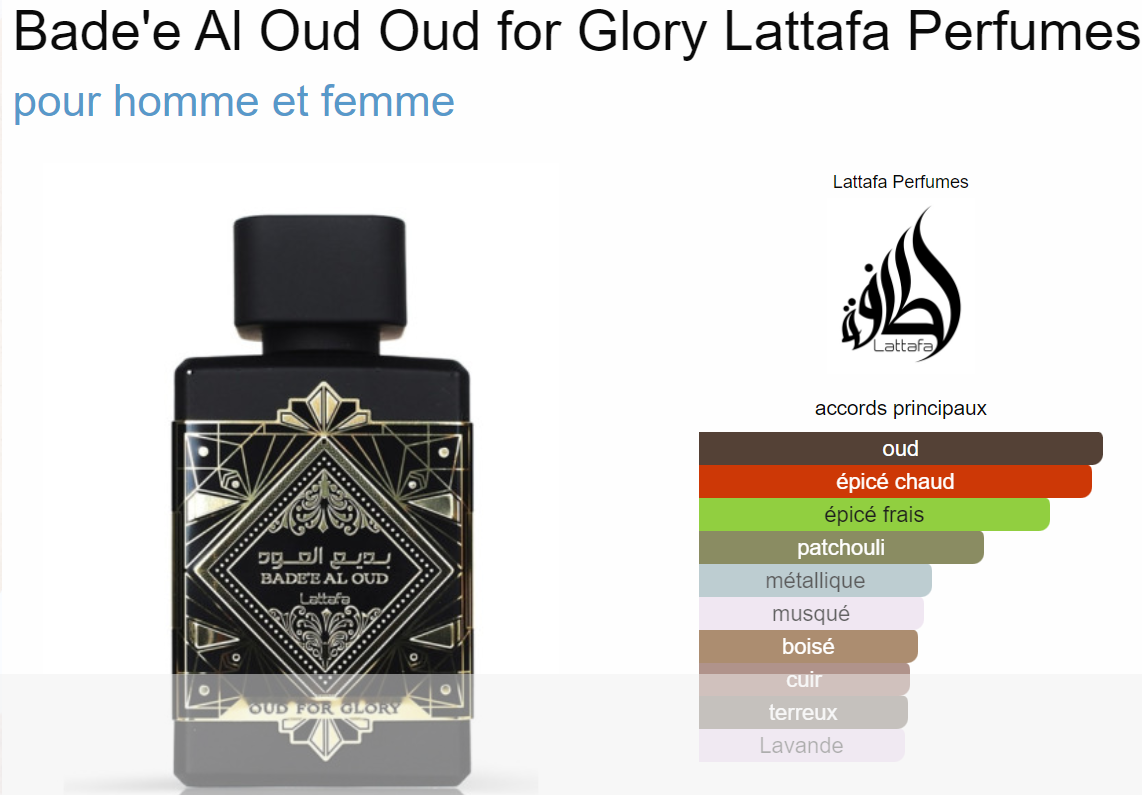 Bade'e Al Oud Oud for Glory Lattafa Perfumes EAU DE PARFUM 100 ML